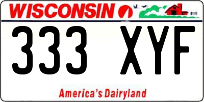 WI license plate 333XYF