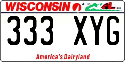 WI license plate 333XYG