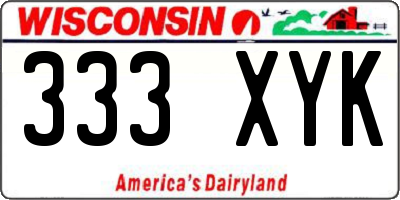 WI license plate 333XYK