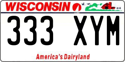 WI license plate 333XYM
