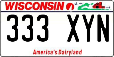 WI license plate 333XYN