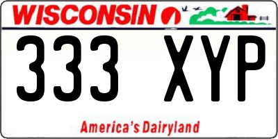WI license plate 333XYP