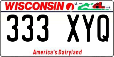 WI license plate 333XYQ