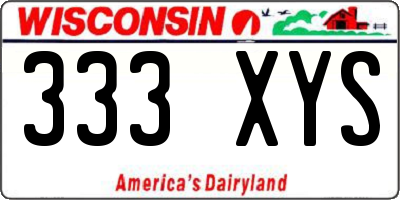 WI license plate 333XYS