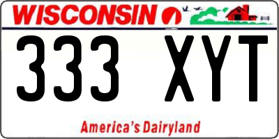 WI license plate 333XYT