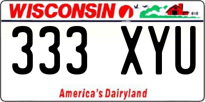 WI license plate 333XYU