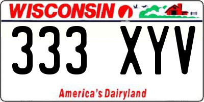 WI license plate 333XYV