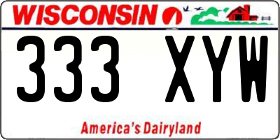 WI license plate 333XYW