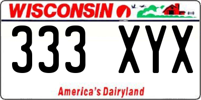 WI license plate 333XYX