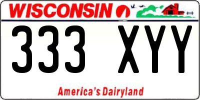 WI license plate 333XYY