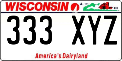 WI license plate 333XYZ