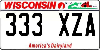 WI license plate 333XZA