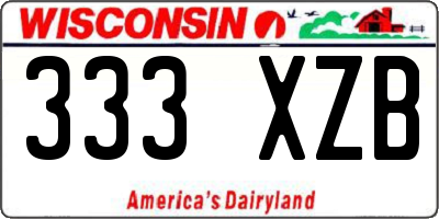 WI license plate 333XZB