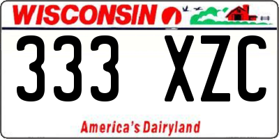 WI license plate 333XZC