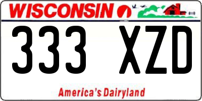 WI license plate 333XZD