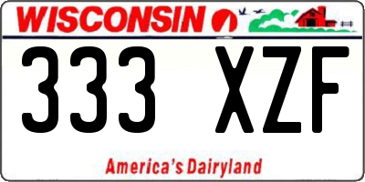 WI license plate 333XZF