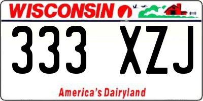WI license plate 333XZJ
