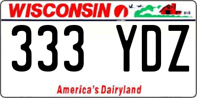 WI license plate 333YDZ