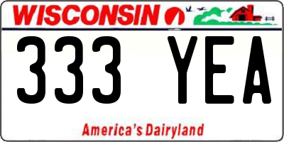 WI license plate 333YEA