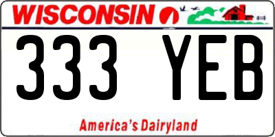 WI license plate 333YEB