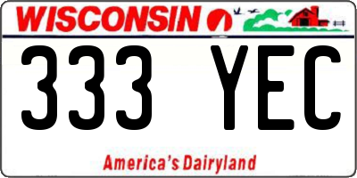 WI license plate 333YEC