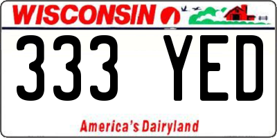 WI license plate 333YED