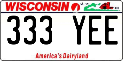 WI license plate 333YEE