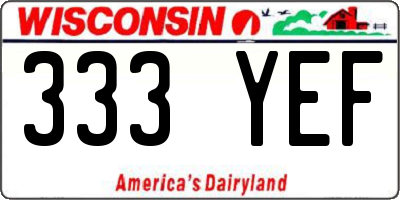 WI license plate 333YEF