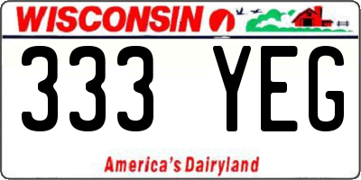 WI license plate 333YEG