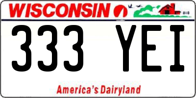 WI license plate 333YEI
