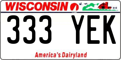 WI license plate 333YEK
