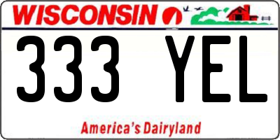 WI license plate 333YEL