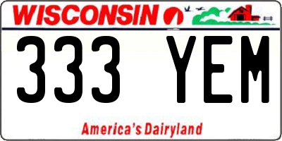 WI license plate 333YEM