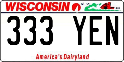 WI license plate 333YEN