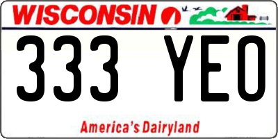 WI license plate 333YEO