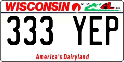 WI license plate 333YEP