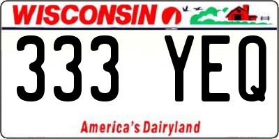 WI license plate 333YEQ