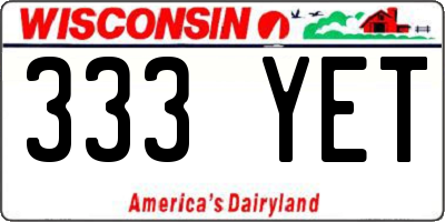 WI license plate 333YET