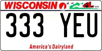WI license plate 333YEU