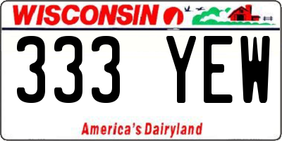 WI license plate 333YEW