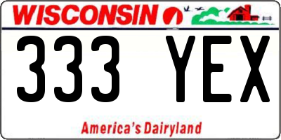 WI license plate 333YEX