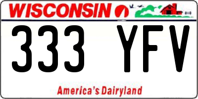 WI license plate 333YFV