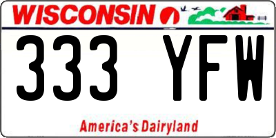 WI license plate 333YFW