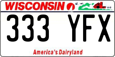WI license plate 333YFX