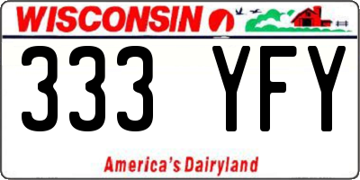 WI license plate 333YFY