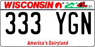 WI license plate 333YGN