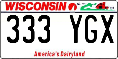 WI license plate 333YGX