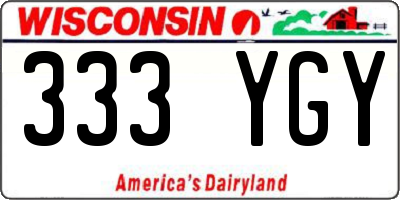 WI license plate 333YGY