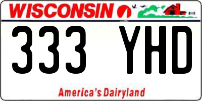 WI license plate 333YHD