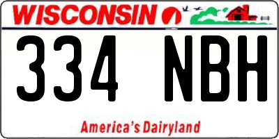 WI license plate 334NBH